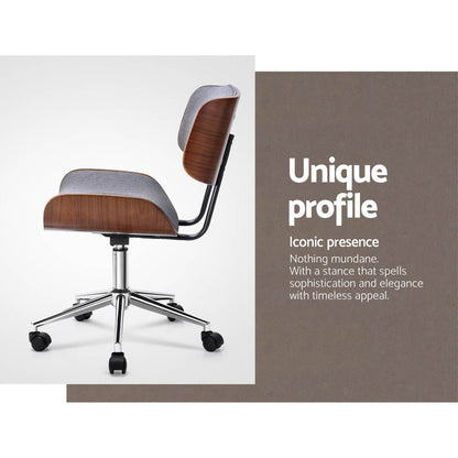 Artiss Wooden Office Chair Fabric Seat Grey-Office Chairs-PEROZ Accessories