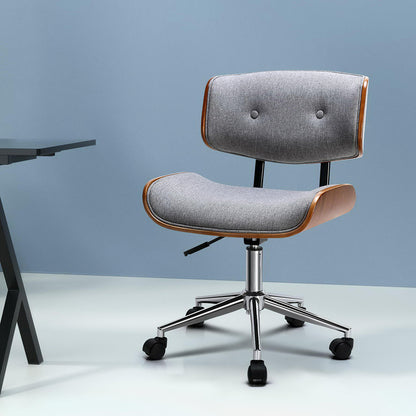 Artiss Wooden Office Chair Fabric Seat Grey-Office Chairs-PEROZ Accessories