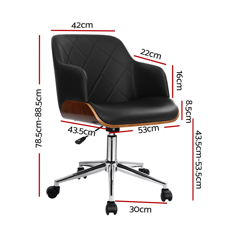 Artiss Wooden Office Chair Fabric Seat Black-Office Chairs-PEROZ Accessories