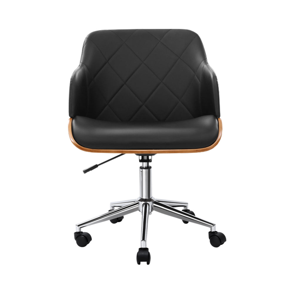 Artiss Wooden Office Chair Fabric Seat Black-Office Chairs-PEROZ Accessories