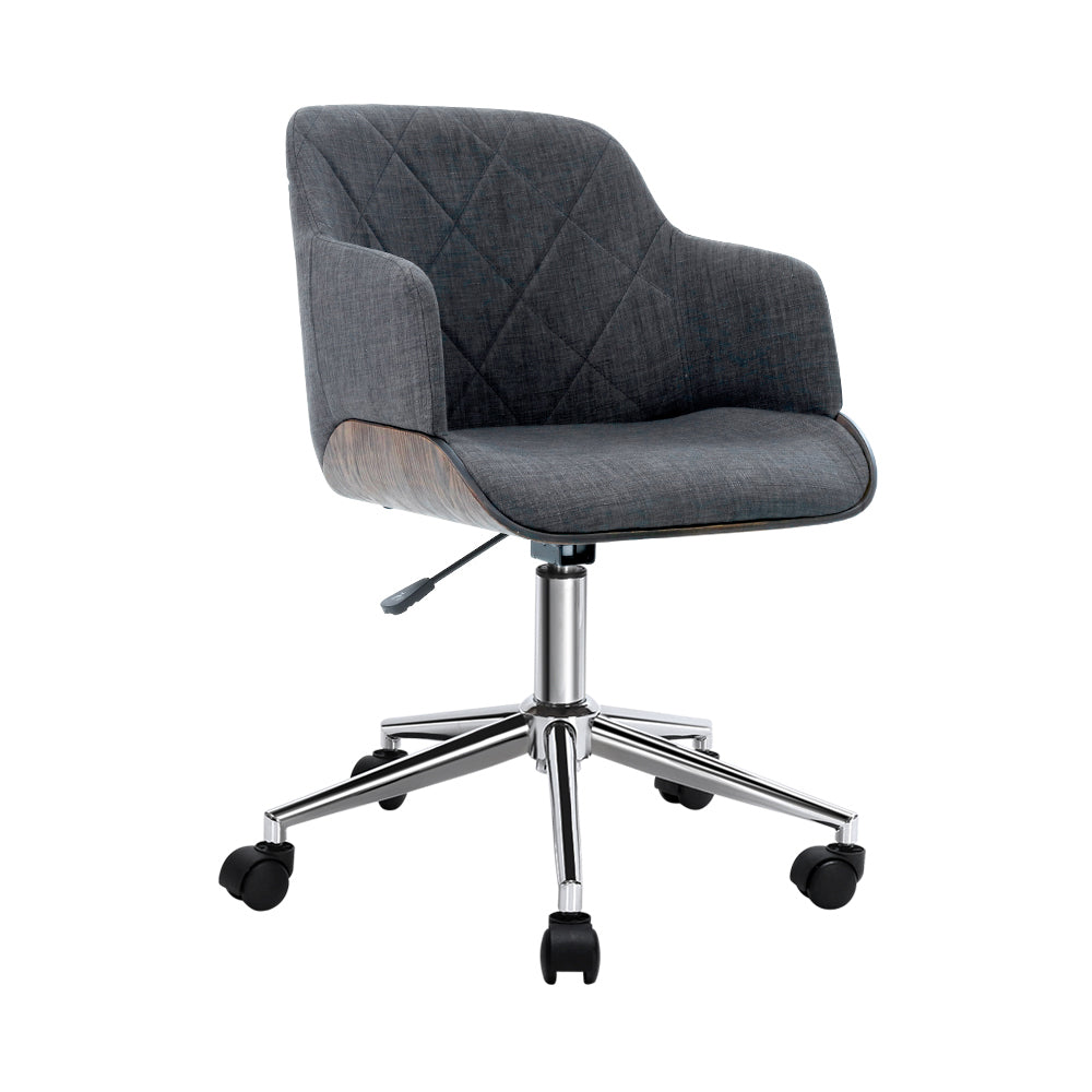 Artiss Wooden Office Chair Fabric Seat Grey-Office Chairs-PEROZ Accessories