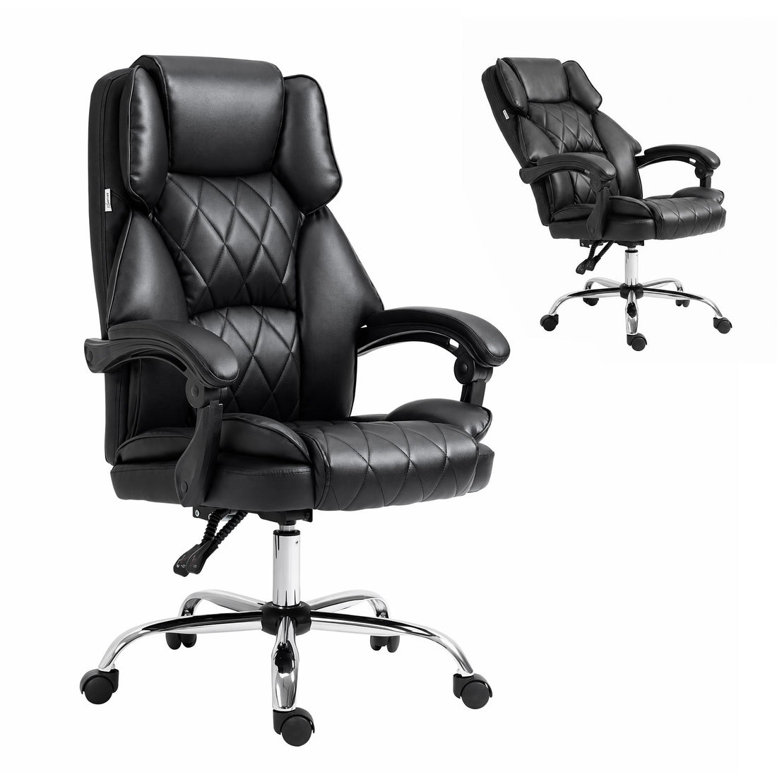 Artiss Executive Office Chair Leather Recliner Black-Office Chairs-PEROZ Accessories