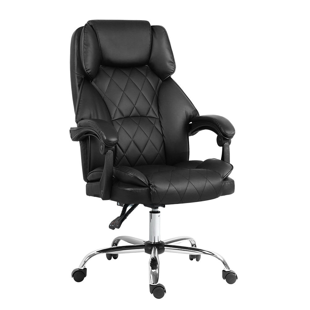 Artiss Executive Office Chair Leather Recliner Black-Office Chairs-PEROZ Accessories