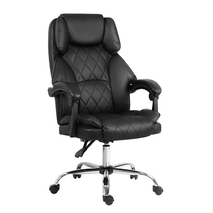 Artiss Executive Office Chair Leather Recliner Black-Office Chairs-PEROZ Accessories