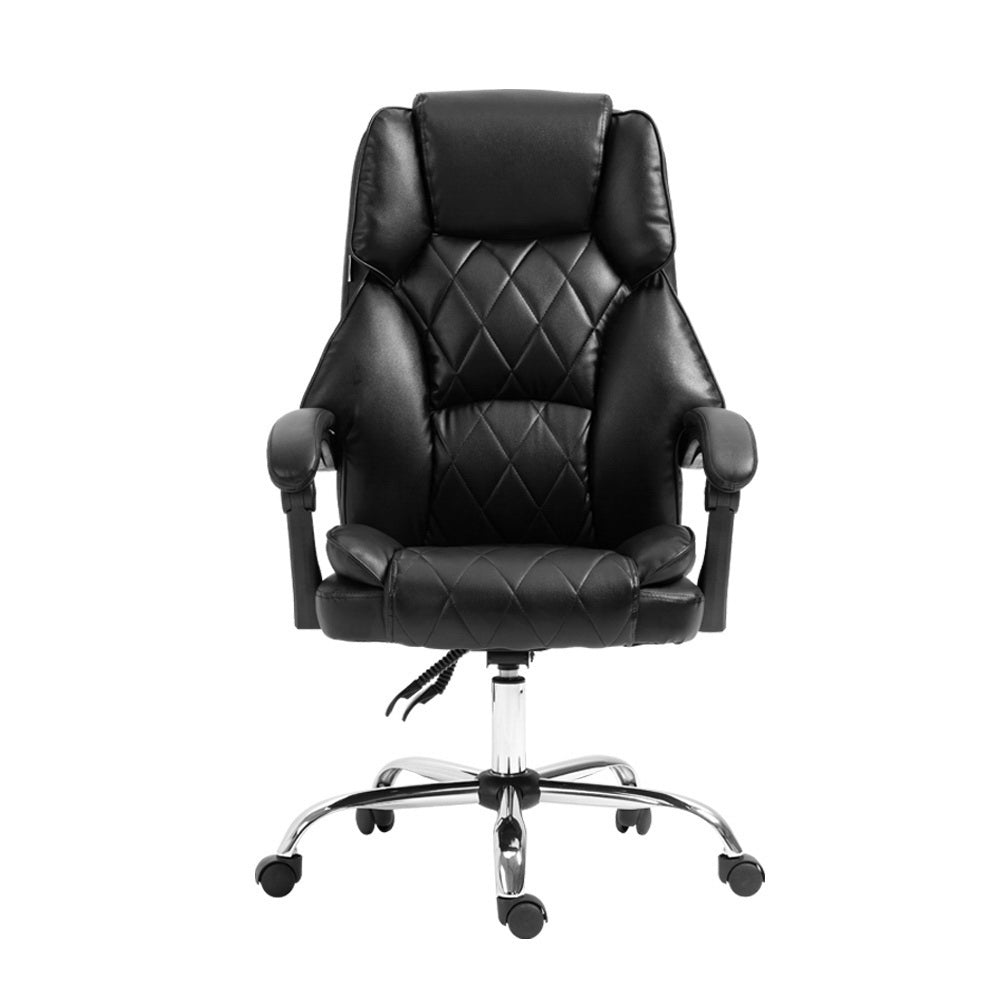 Artiss Executive Office Chair Leather Recliner Black-Office Chairs-PEROZ Accessories