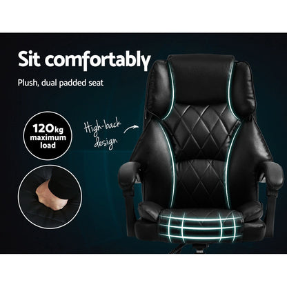 Artiss Executive Office Chair Leather Recliner Black-Office Chairs-PEROZ Accessories