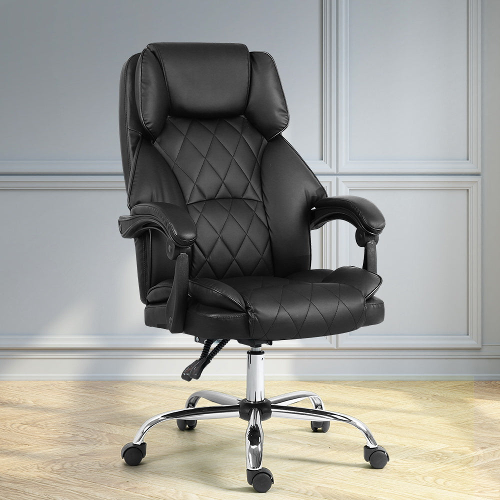 Artiss Executive Office Chair Leather Recliner Black-Office Chairs-PEROZ Accessories