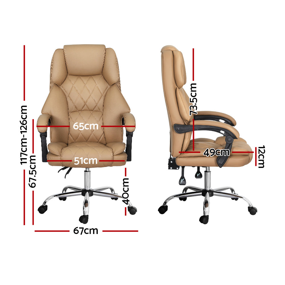 Artiss Executive Office Chair Leather Recliner Espresso-Furniture &gt; Bar Stools &amp; Chairs-PEROZ Accessories
