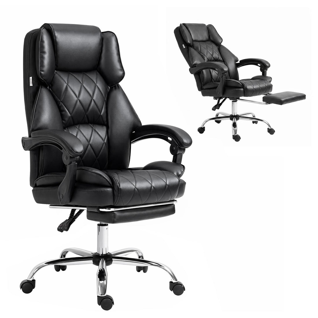Artiss Executive Office Chair Leather Footrest Black-Office Chairs-PEROZ Accessories