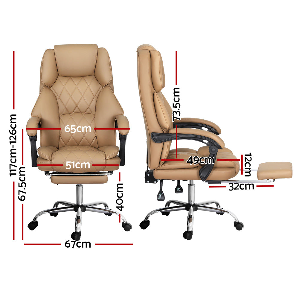 Artiss Executive Office Chair Leather Footrest Espresso-Furniture &gt; Bar Stools &amp; Chairs-PEROZ Accessories