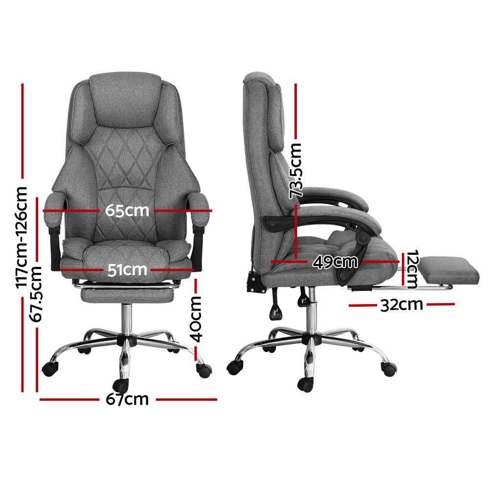 Artiss Executive Office Chair Footrest Grey-Furniture &gt; Bar Stools &amp; Chairs-PEROZ Accessories