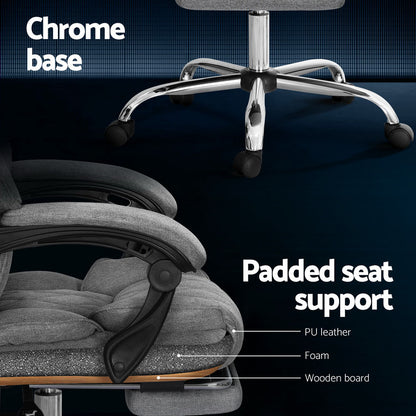Artiss Executive Office Chair Footrest Grey-Furniture &gt; Bar Stools &amp; Chairs-PEROZ Accessories