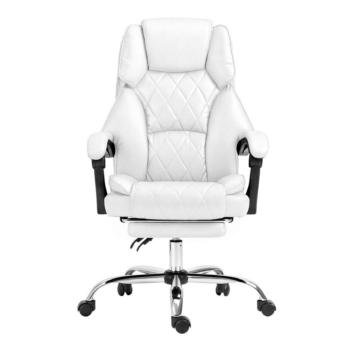 Artiss Executive Office Chair Leather Footrest White-Furniture > Bar Stools &amp; Chairs-PEROZ Accessories