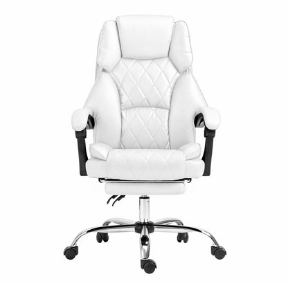 Artiss Executive Office Chair Leather Footrest White-Furniture > Bar Stools &amp; Chairs-PEROZ Accessories
