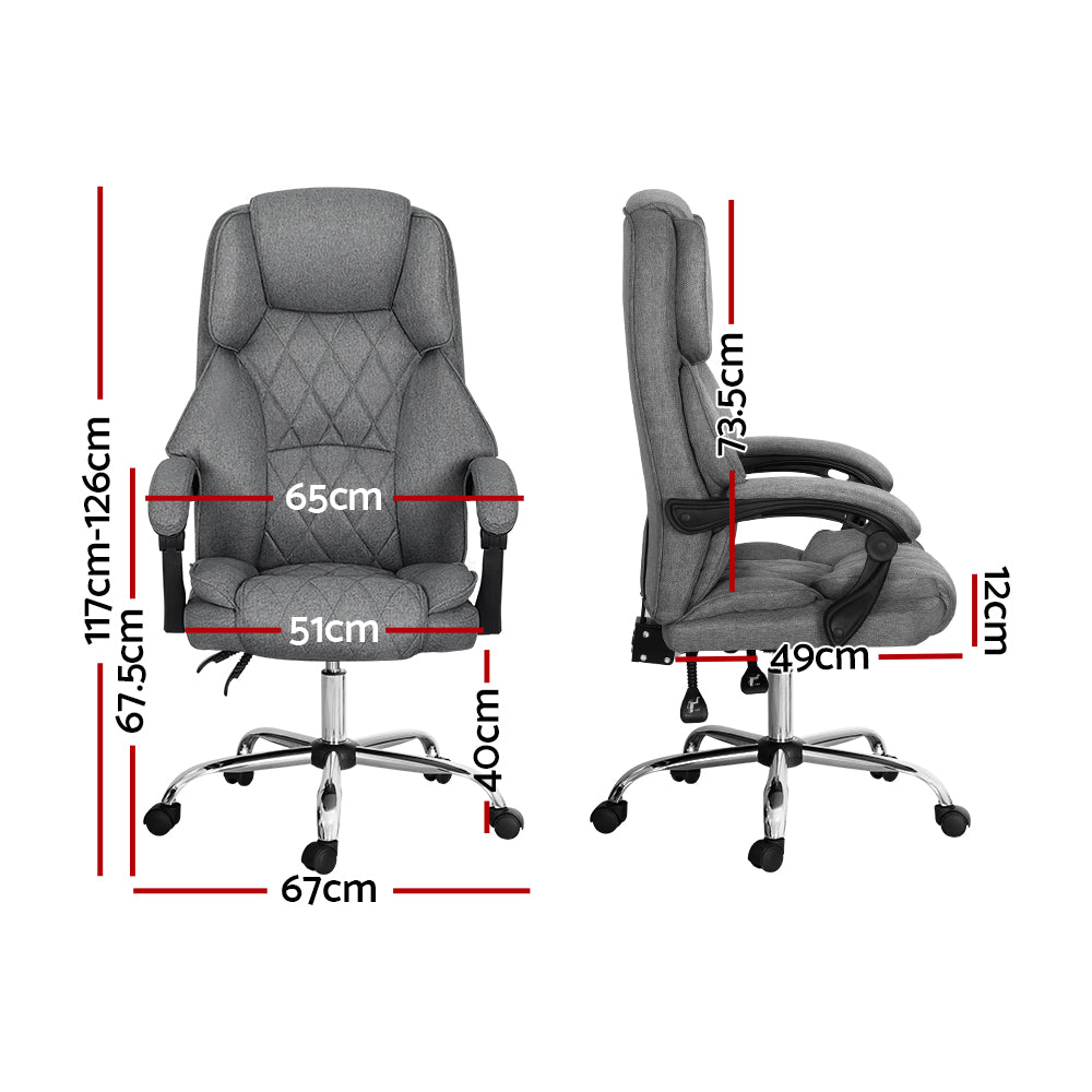 Artiss Executive Office Chair Recliner Grey-Furniture &gt; Bar Stools &amp; Chairs-PEROZ Accessories