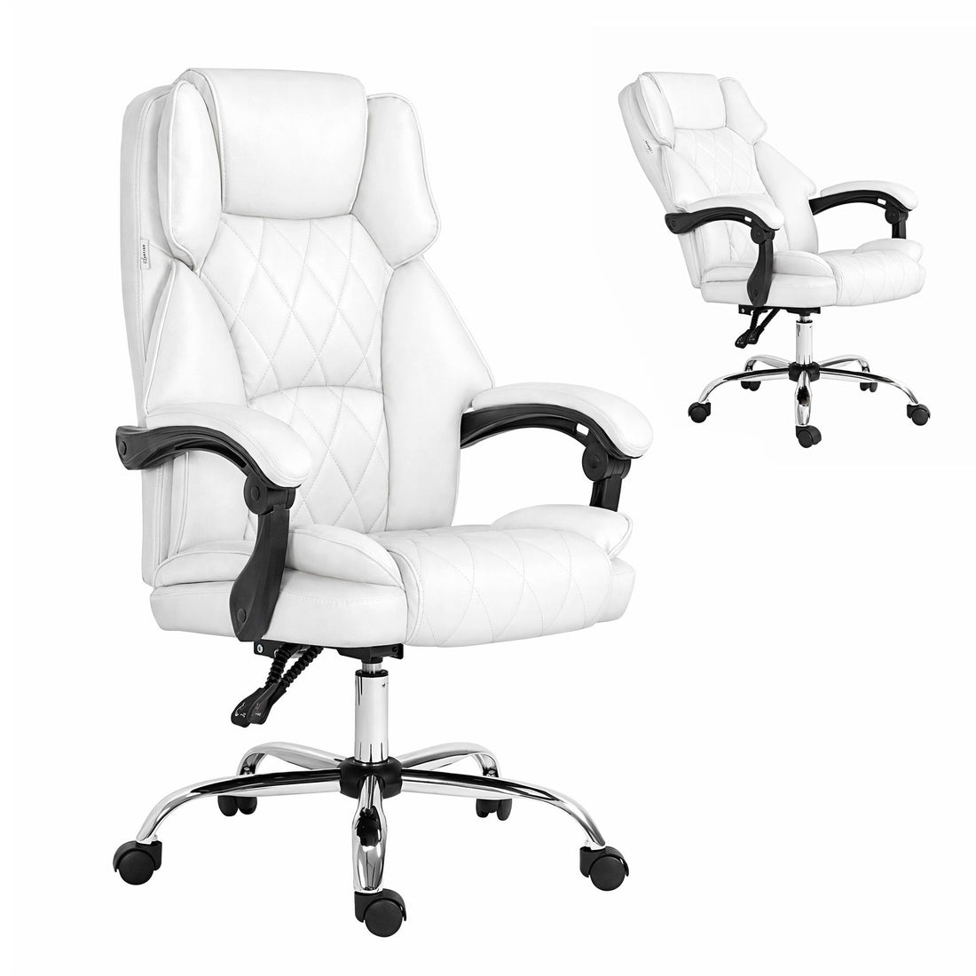 Artiss Executive Office Chair Leather Recliner White-Furniture > Bar Stools &amp; Chairs-PEROZ Accessories