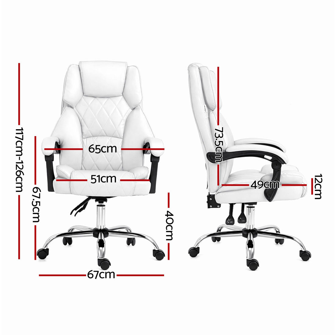 Artiss Executive Office Chair Leather Recliner White-Furniture > Bar Stools &amp; Chairs-PEROZ Accessories