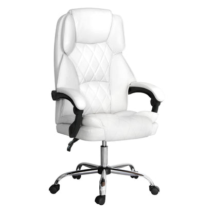 Artiss Executive Office Chair Leather Recliner White-Furniture &gt; Bar Stools &amp; Chairs-PEROZ Accessories