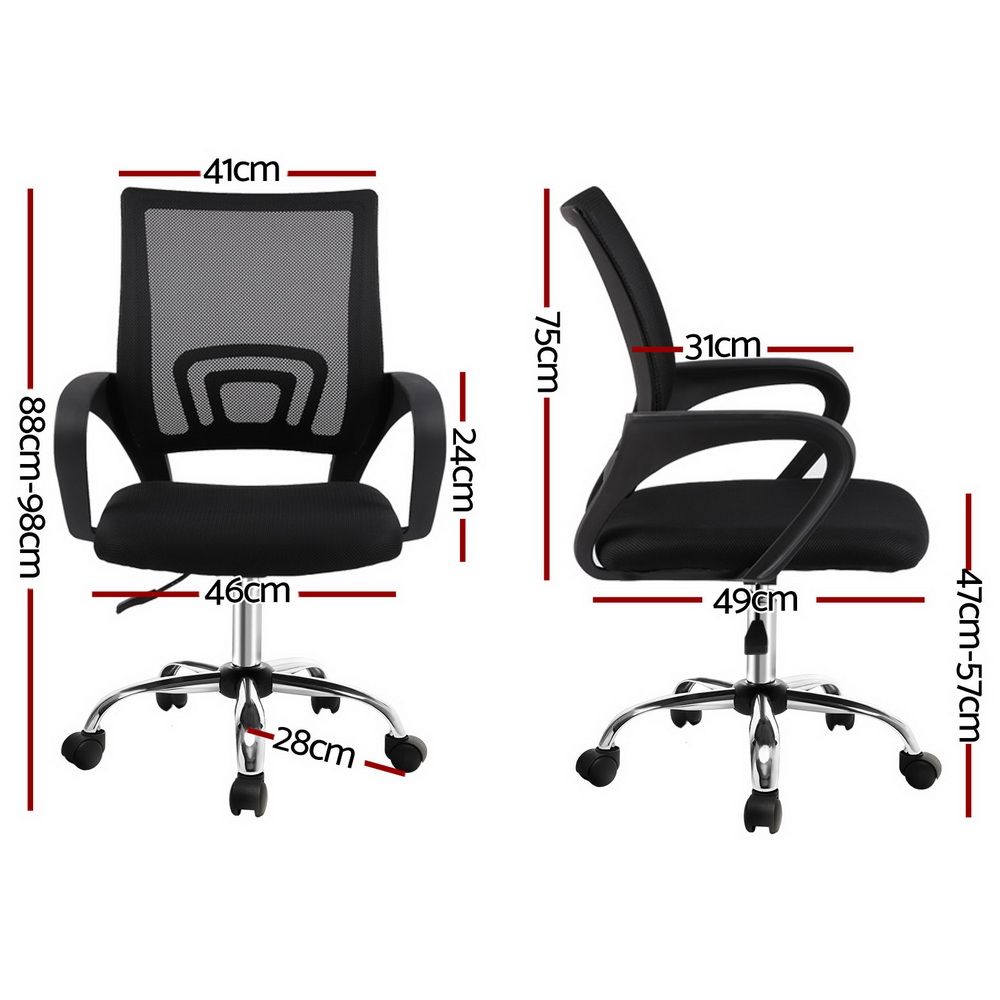 Artiss Mesh Office Chair Mid Back Black-Office Chairs-PEROZ Accessories