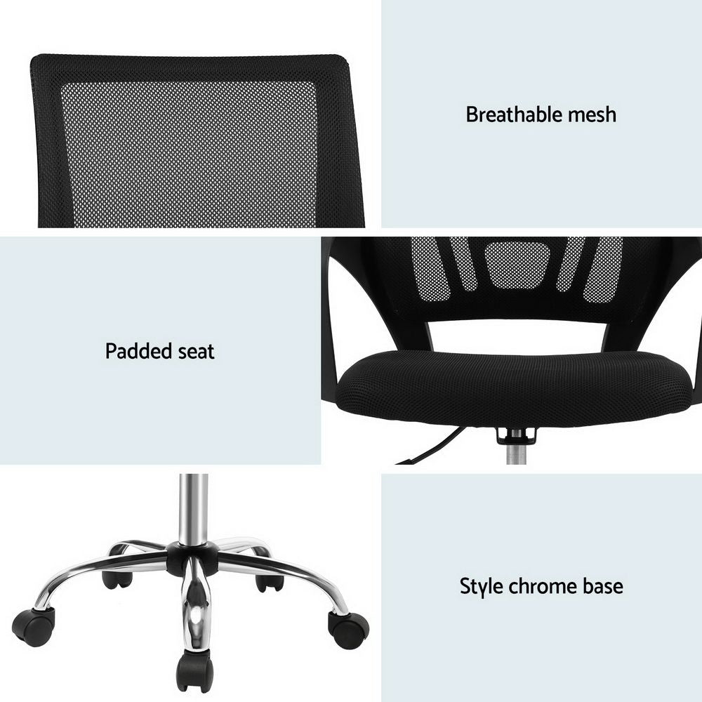 Artiss Mesh Office Chair Mid Back Black-Office Chairs-PEROZ Accessories