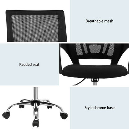 Artiss Mesh Office Chair Mid Back Black-Office Chairs-PEROZ Accessories