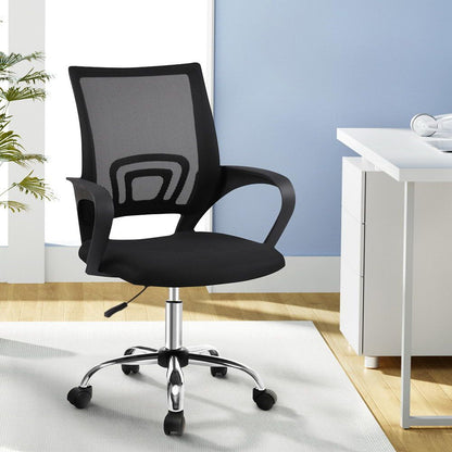 Artiss Mesh Office Chair Mid Back Black-Office Chairs-PEROZ Accessories