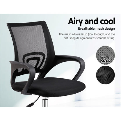 Artiss Mesh Office Chair Mid Back Black-Office Chairs-PEROZ Accessories