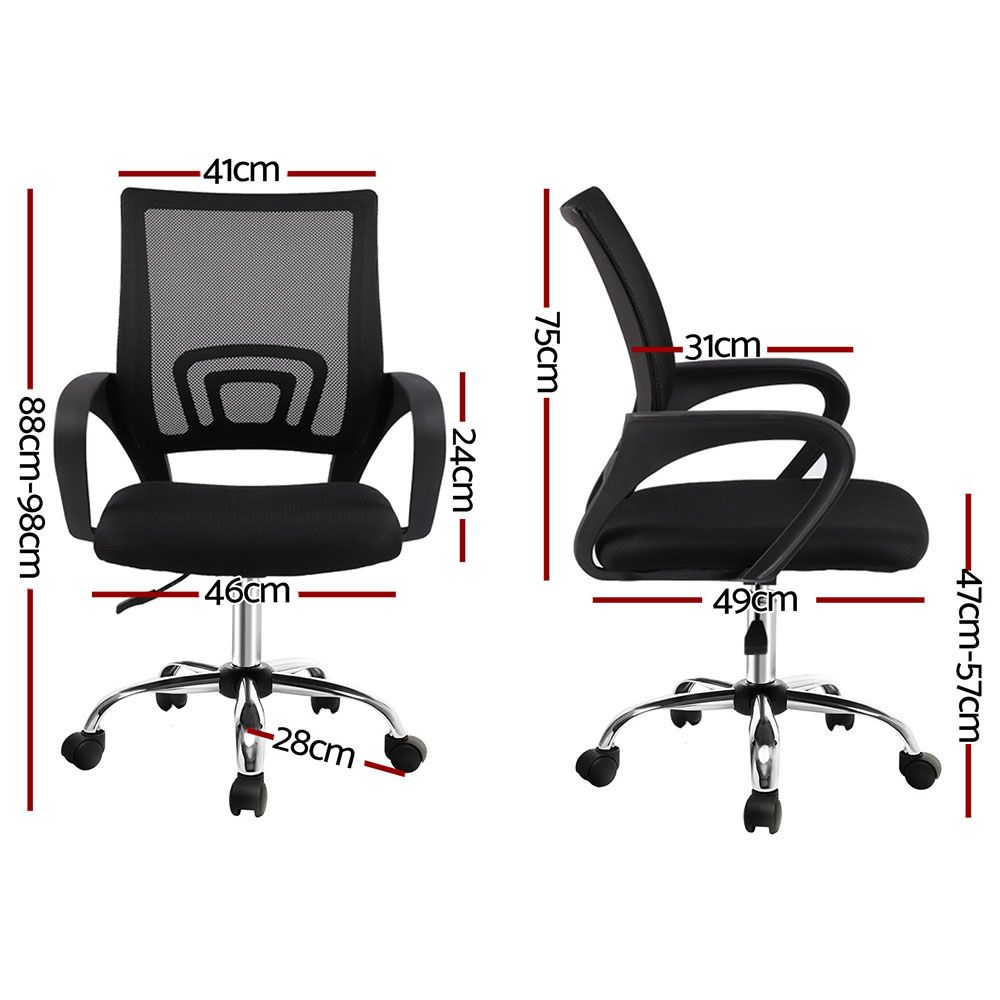 Artiss 2x Mesh Office Chair Mid Back Black-Furniture > Office > Office &amp; Desk Chairs-PEROZ Accessories