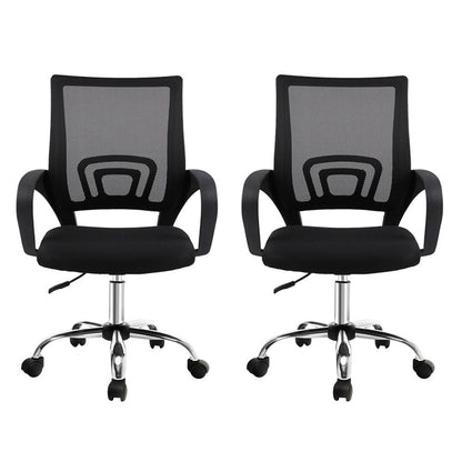 Artiss 2x Mesh Office Chair Mid Back Black-Furniture > Office > Office &amp; Desk Chairs-PEROZ Accessories