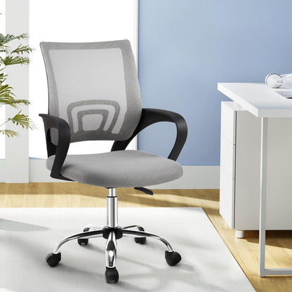 Artiss Mesh Office Chair Mid Back Grey-Office Chairs-PEROZ Accessories