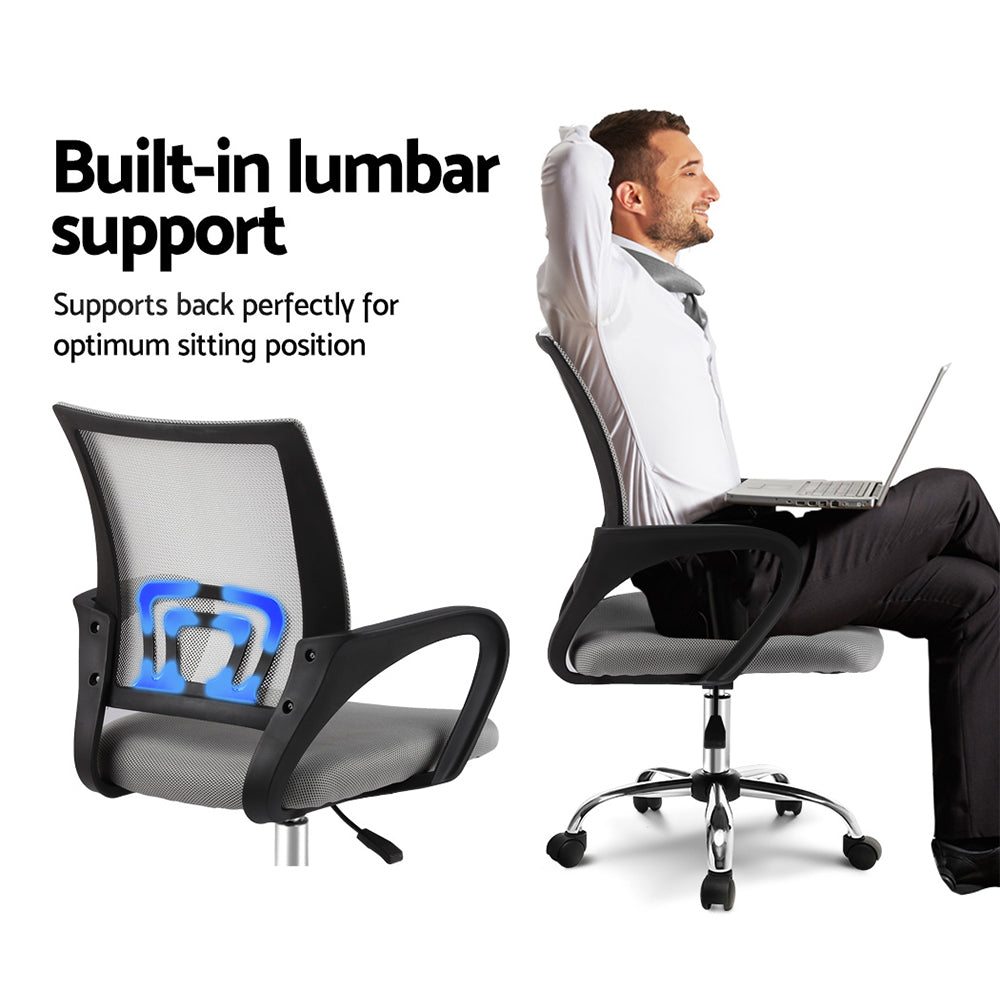 Artiss Mesh Office Chair Mid Back Grey-Office Chairs-PEROZ Accessories