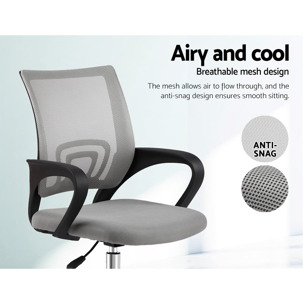 Artiss Mesh Office Chair Mid Back Grey-Office Chairs-PEROZ Accessories