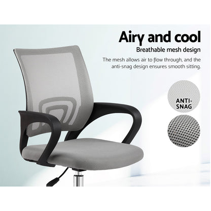 Artiss Mesh Office Chair Mid Back Grey-Office Chairs-PEROZ Accessories