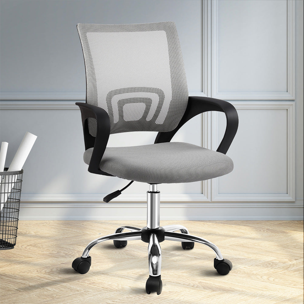 Artiss Mesh Office Chair Mid Back Grey-Office Chairs-PEROZ Accessories