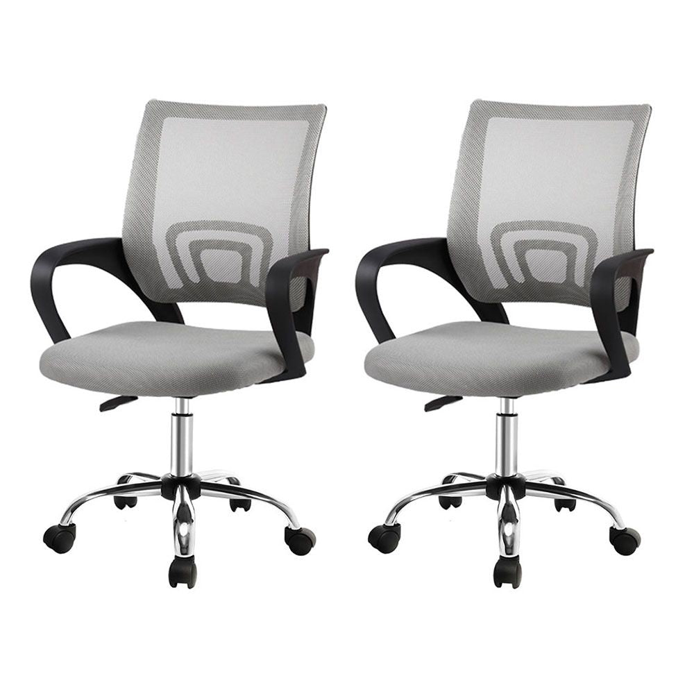 Artiss 2x Mesh Office Chair Mid Back Grey-Furniture > Office > Office &amp; Desk Chairs-PEROZ Accessories