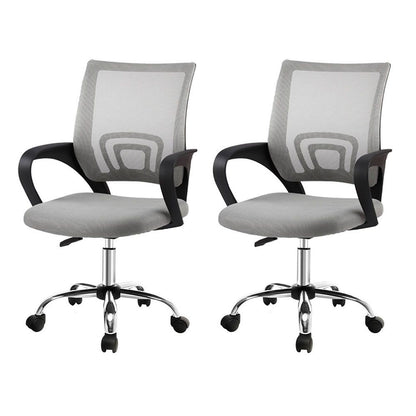 Artiss 2x Mesh Office Chair Mid Back Grey-Furniture > Office > Office &amp; Desk Chairs-PEROZ Accessories
