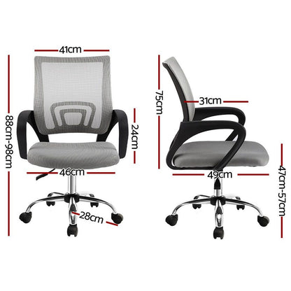 Artiss 2x Mesh Office Chair Mid Back Grey-Furniture > Office > Office &amp; Desk Chairs-PEROZ Accessories