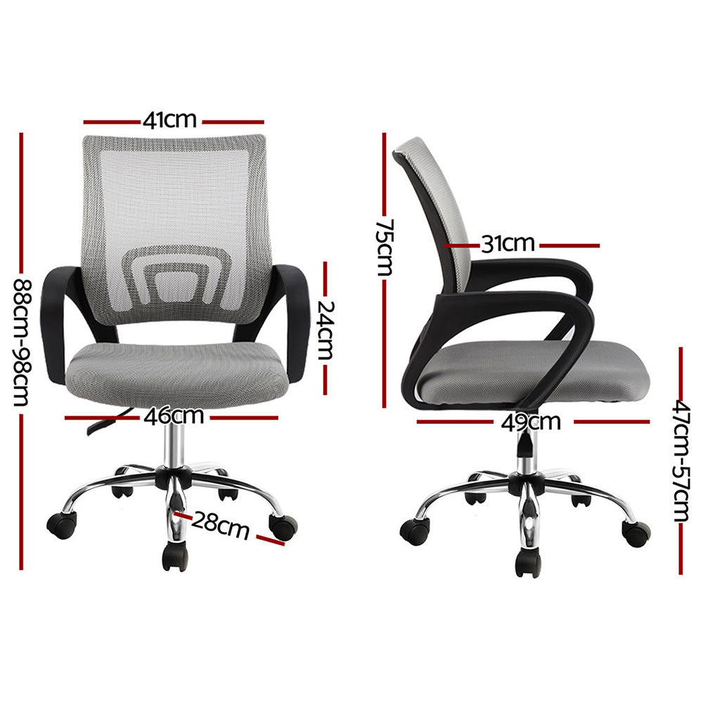 Artiss 2x Mesh Office Chair Mid Back Grey-Furniture &gt; Office &gt; Office &amp; Desk Chairs-PEROZ Accessories
