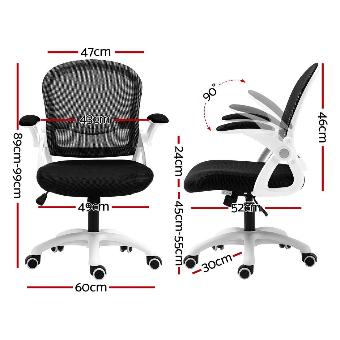 Artiss Mesh Office Chair Mid Back Black-Office Chairs-PEROZ Accessories