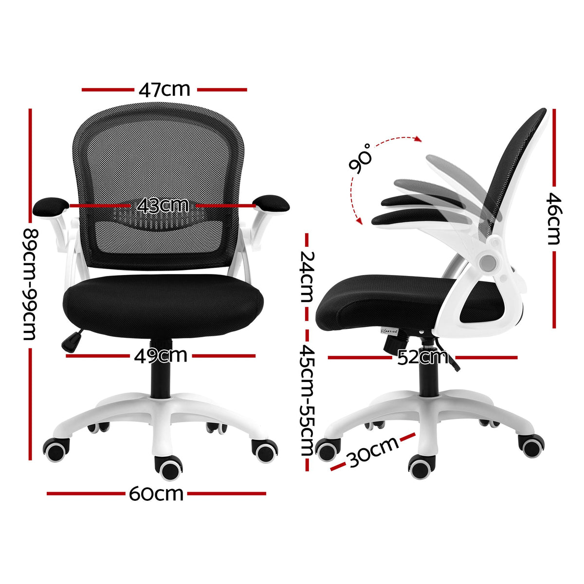 Artiss Mesh Office Chair Mid Back Black-Office Chairs-PEROZ Accessories