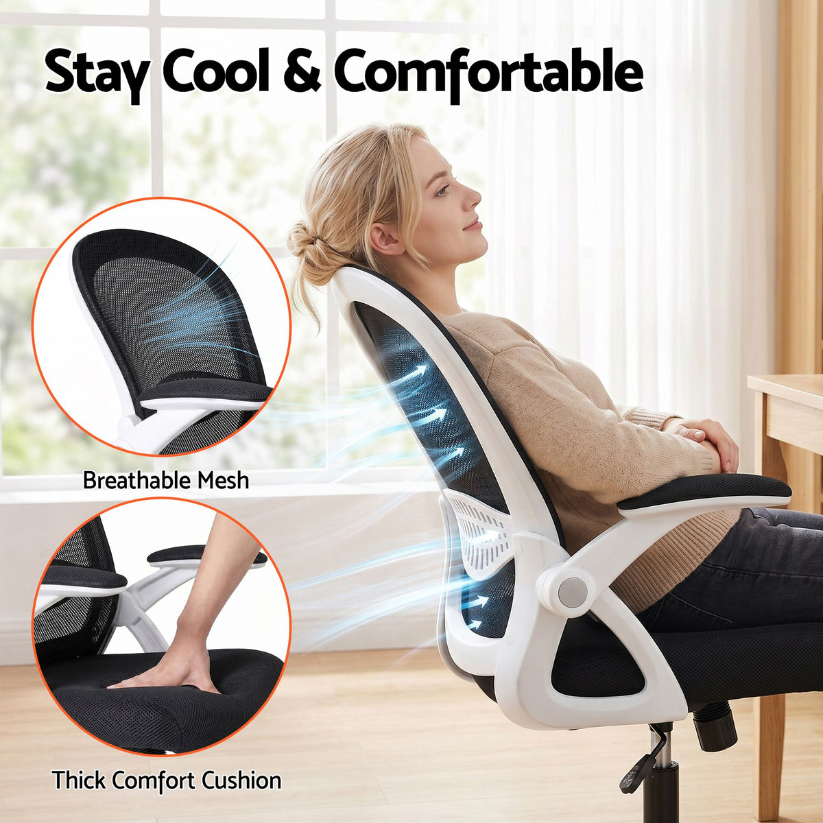 Artiss Mesh Office Chair Mid Back Black-Office Chairs-PEROZ Accessories