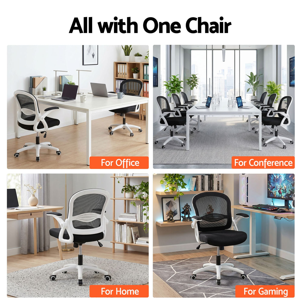 Artiss Mesh Office Chair Mid Back Black-Office Chairs-PEROZ Accessories