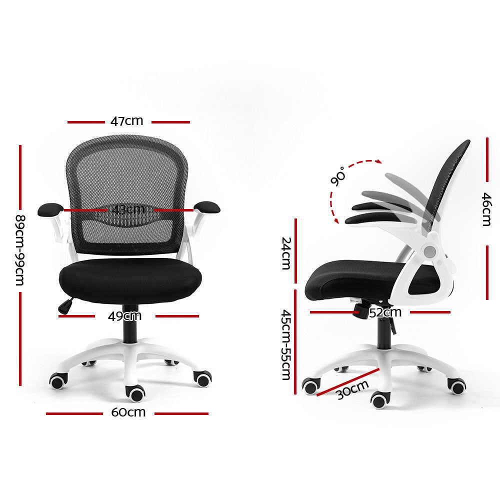 Artiss Mesh Office Chair Mid Back Black-Office Chairs-PEROZ Accessories