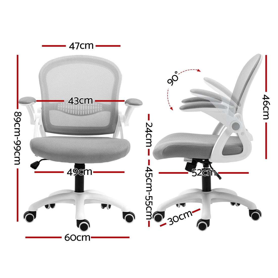 Artiss Mesh Office Chair Mid Back Grey-Office Chairs-PEROZ Accessories