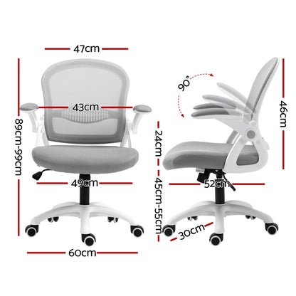 Artiss Mesh Office Chair Mid Back Grey-Office Chairs-PEROZ Accessories