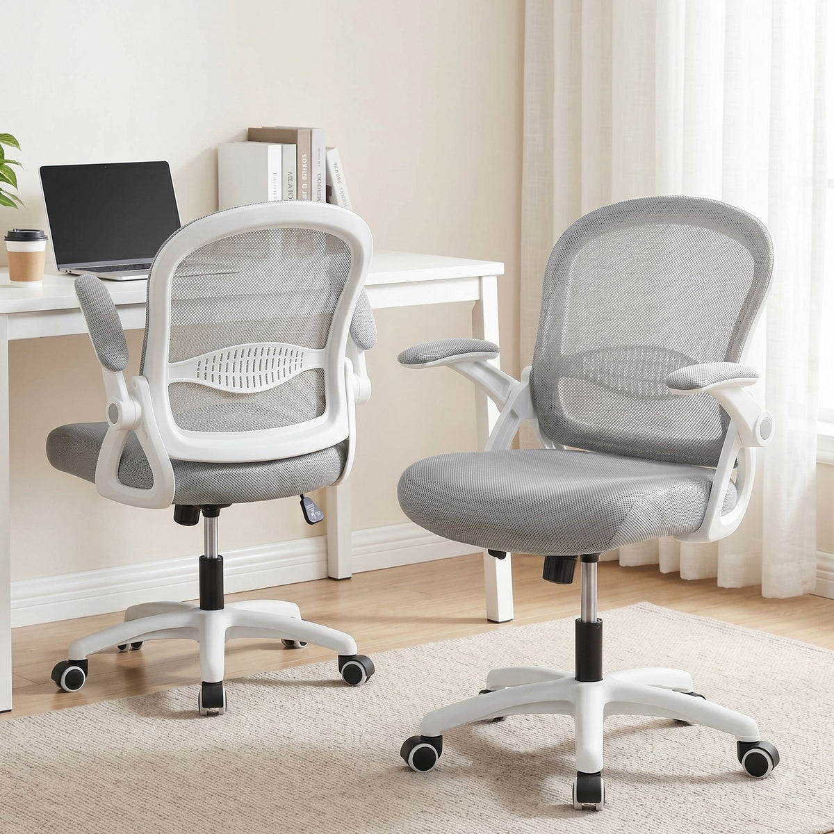 Artiss Mesh Office Chair Mid Back Grey-Office Chairs-PEROZ Accessories