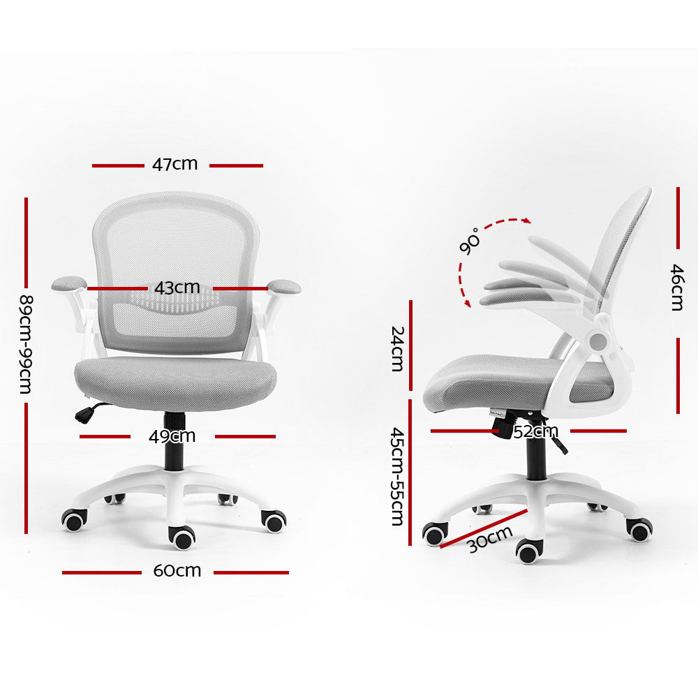 Artiss Mesh Office Chair Mid Back Grey-Office Chairs-PEROZ Accessories