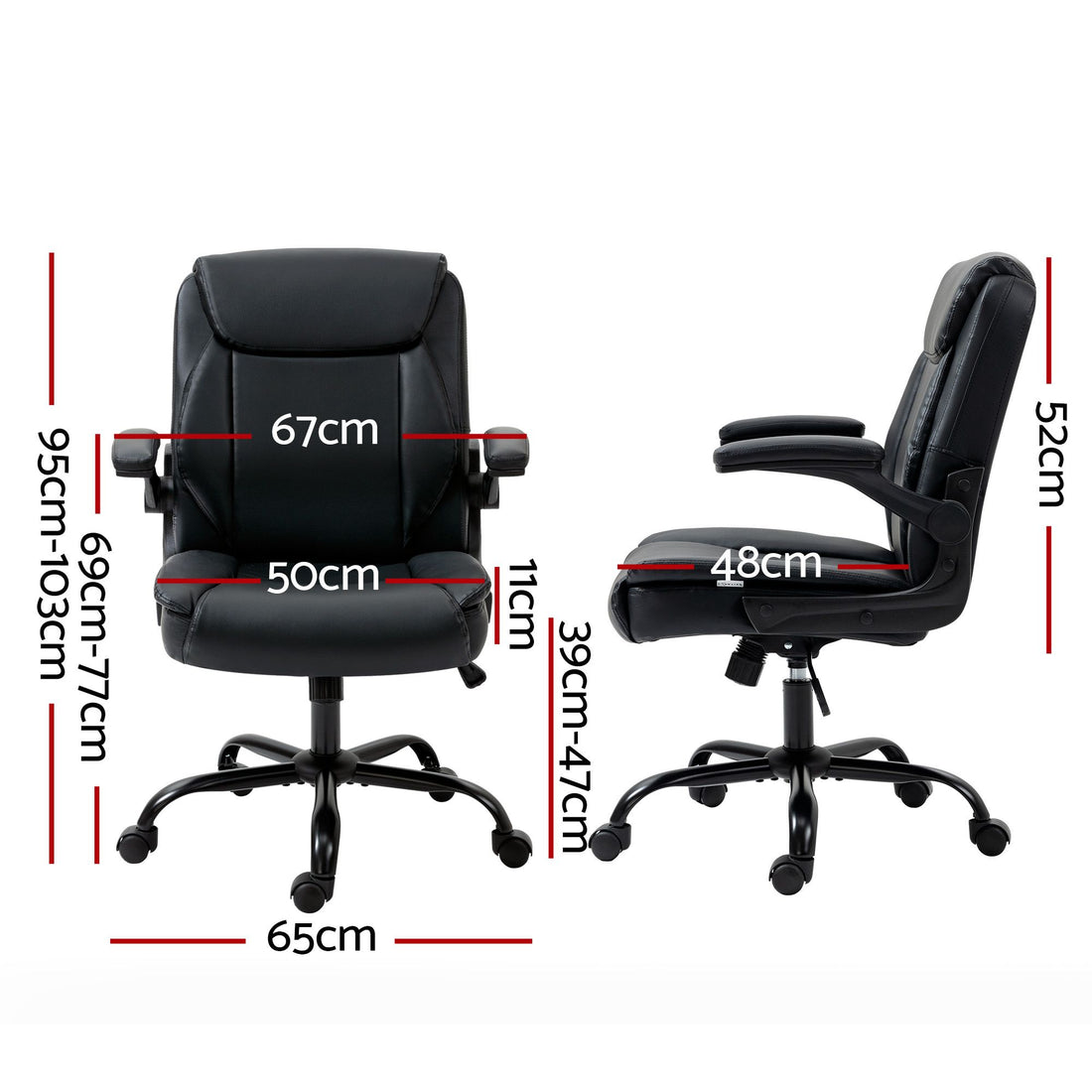 Artiss Executive Office Chair Mid Back Black-Office Chairs-PEROZ Accessories