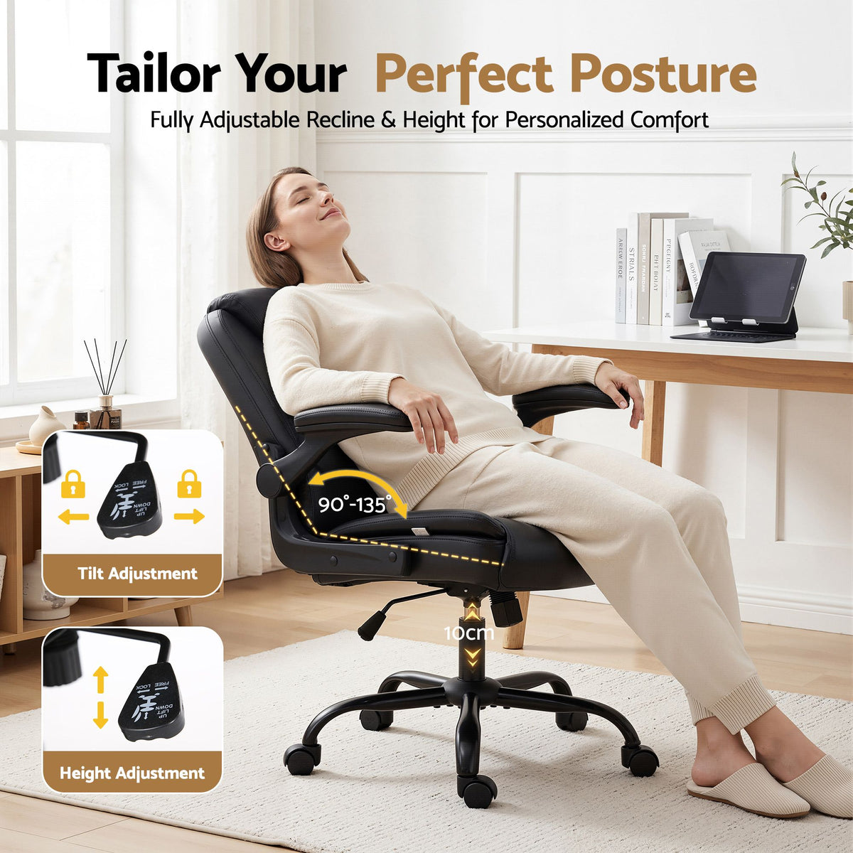 Artiss Executive Office Chair Mid Back Black-Office Chairs-PEROZ Accessories