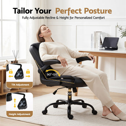 Artiss Executive Office Chair Mid Back Black-Office Chairs-PEROZ Accessories